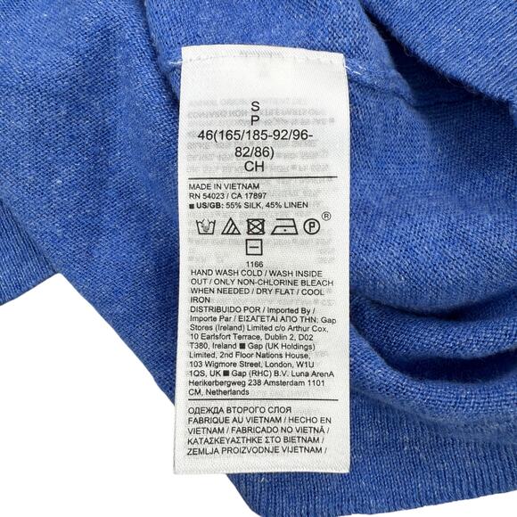 NWT BANANA REPUBLIC Livorno Relaxed Silk Linen Blend Sweater Size Small Blue - Picture 4 of 5